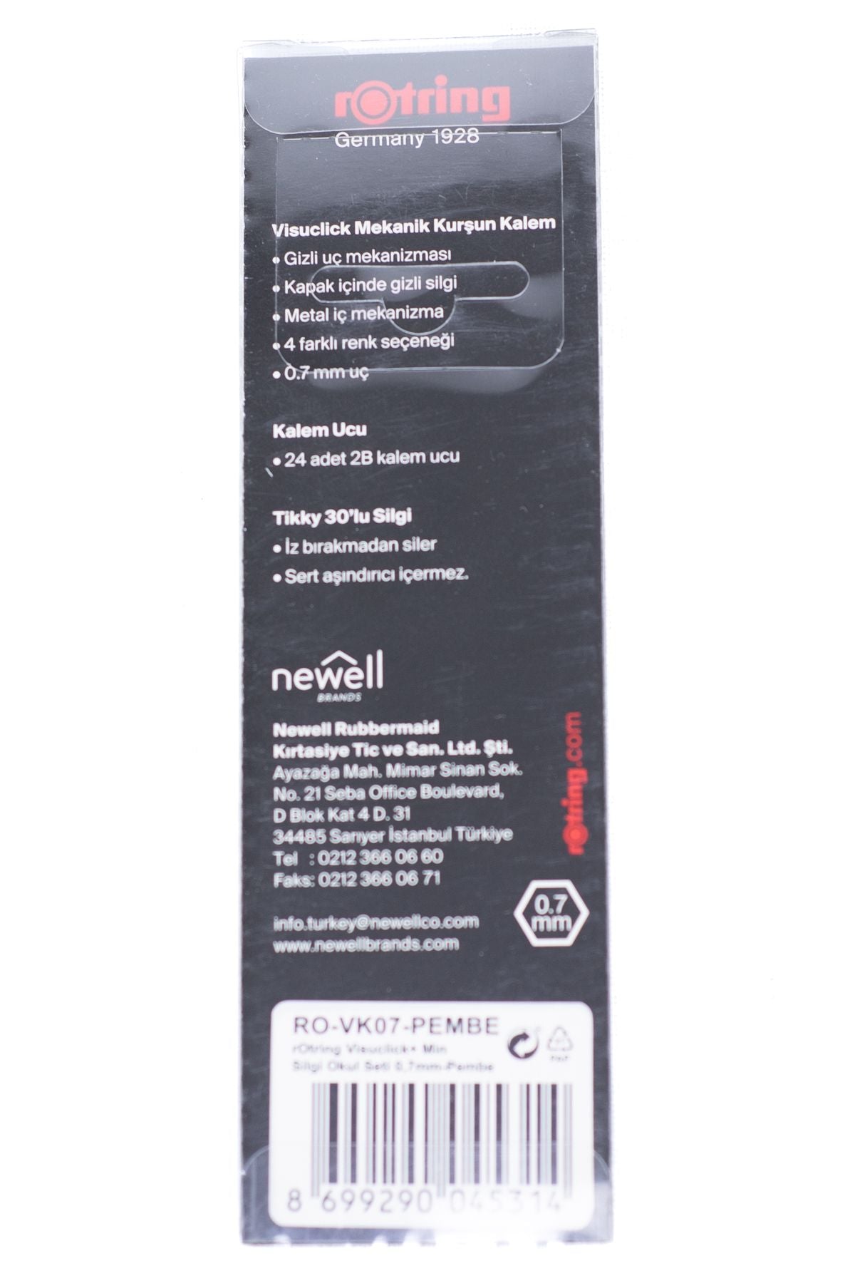 Oppland Kırtasiye Rotring Visuclik 2B Uçlu Kalem Orijinal Silgi Hediyeli 0.7 mm Dayanıklı Set